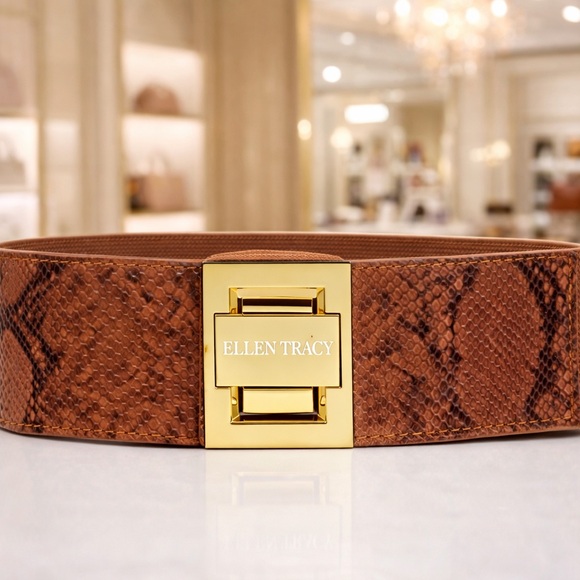 Ellen Tracy Accessories - Ellen Tracy Snake Print Stretch Belt – L/XL